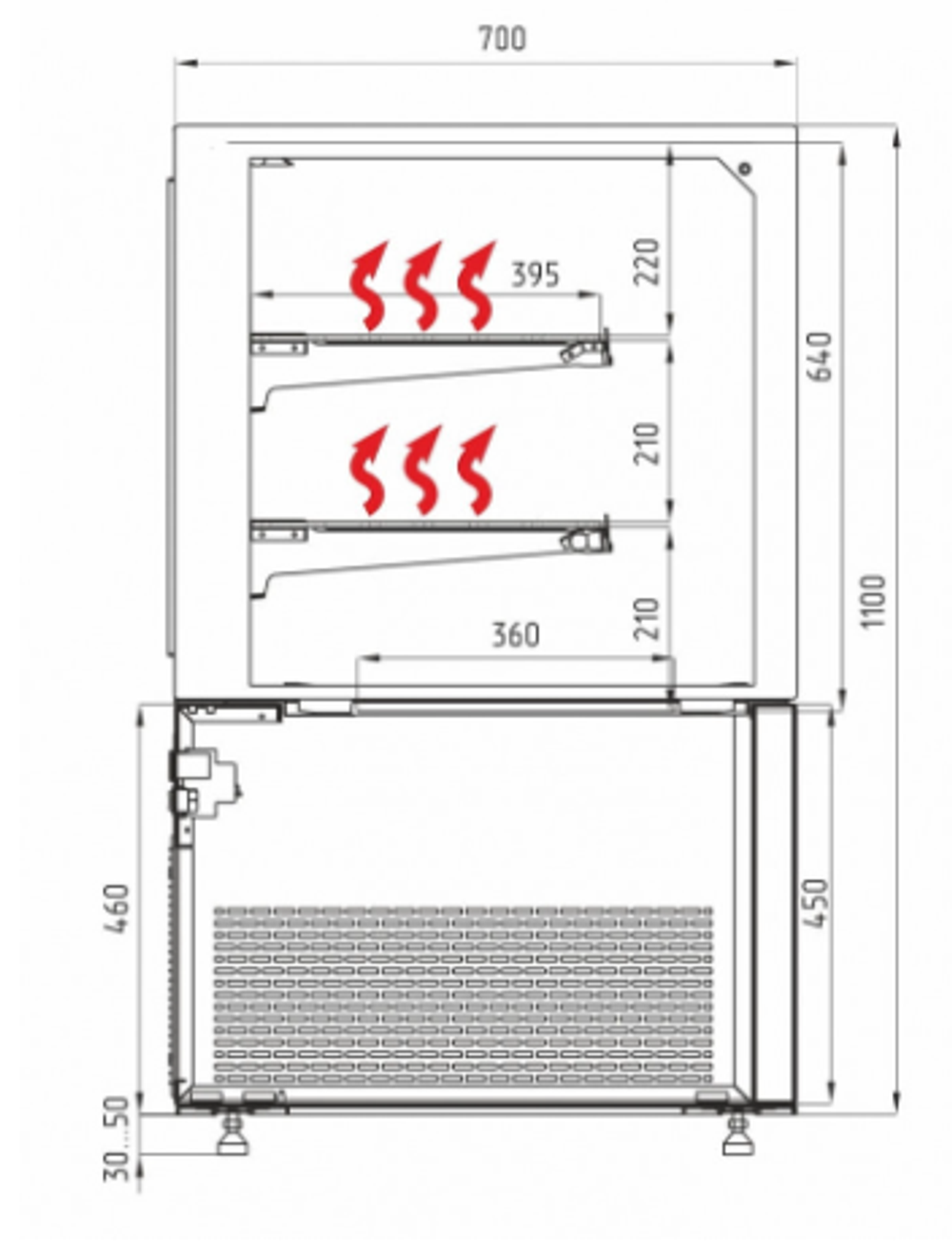 Тепловая витрина CARBOMA COSMO KC71-110 SH 0,9-1