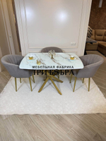 Кухонный раздвижной стол "ТАНГО" , белый мрамор и 4 стула ВЕРСАЛЬ