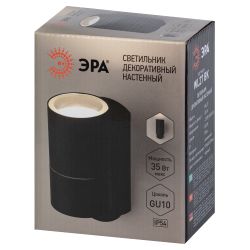 Светильник декоративный настенный ЭРА WL27 BK под лампу MR16 GU10 IP54 черный для интерьера и фасадов зданий