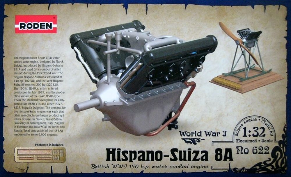 Сборная модели &quot;Британский авиадвигатель Hispano-Suiza 8A&quot;