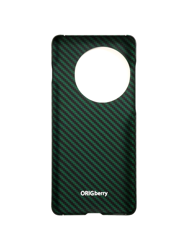 Карбоновый чехол для Oneplus 13 с MagSafe черно-зеленый (Green) в полоску