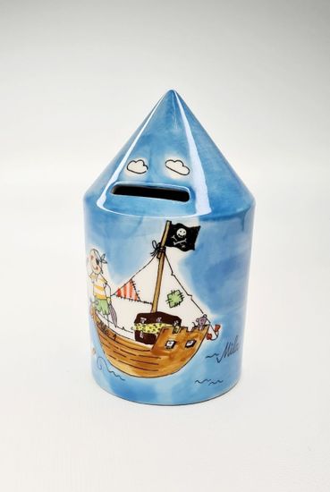 Копилка с пиратами в форме карандаша, керамическая