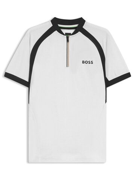Теннисная футболка BOSS Matchball TOC Zip-Neck Slim-Fit - white