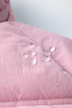 ZARA СТЕГАНАЯ КУРТКА С КАПЮШОНОМ WATER REPELLENT, РОЗОВЫЙ