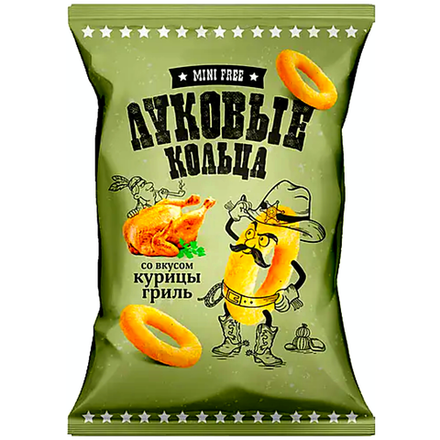 Снеки картофельные Луковые кольца Mini Free со вкусом курицы гриль 45 гр
