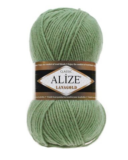 Ланаголд (Lanagold) пряжа Alize 49%шерсть 51%акрил 5х100г/240м 180 серебрянная сосна