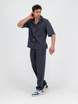 Костюм льняной с брюками. Графит