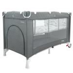 Манеж-кровать "Fortuna", лен, 2 уровня, москитка, 2 кольца, (Indigo) (серый)