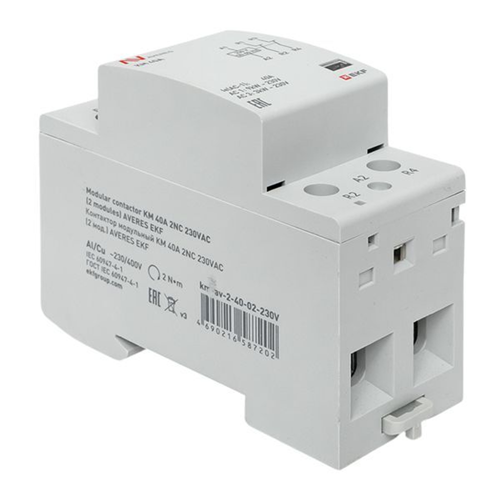 Контактор модульный EKF km-av-2-40-02-230V