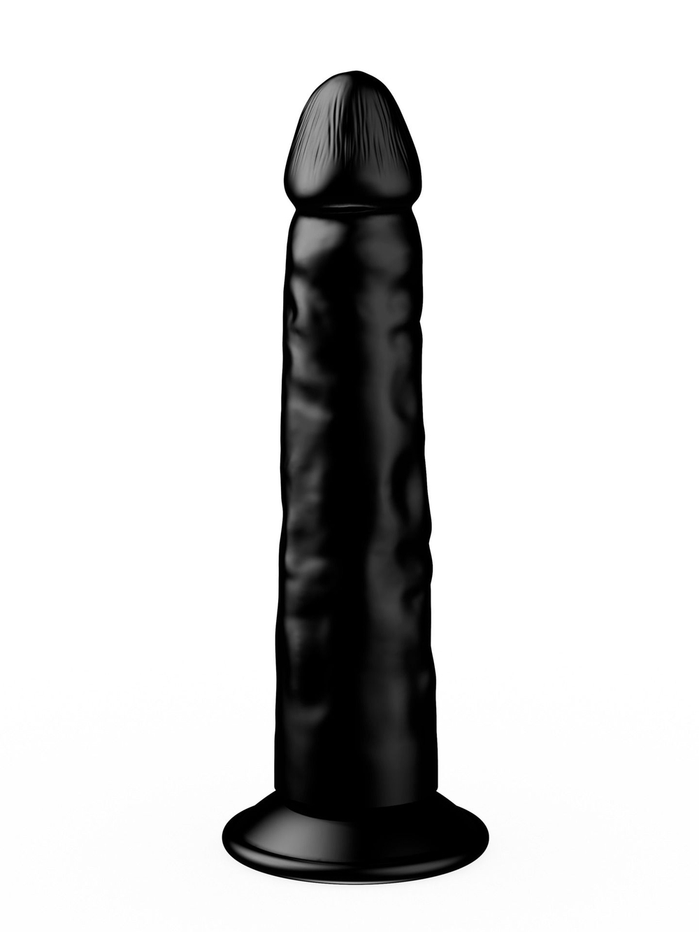 Рельефный чёрный фаллоимитатор на присоске - 16,5 см. (Цвет: черный)
