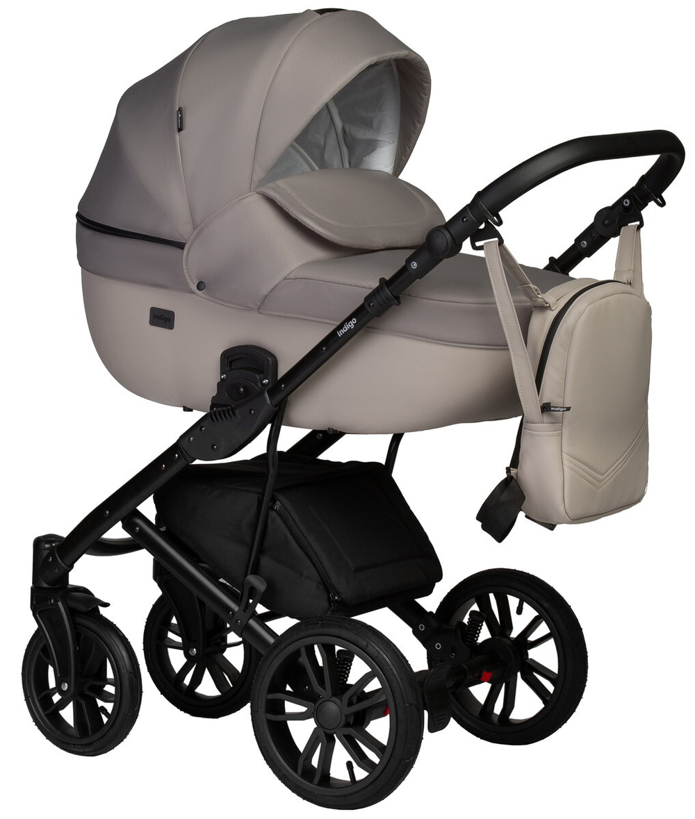 Детская коляска Indigo Mio S 2 в 1 01 св.бежевая кожа+бежевый
