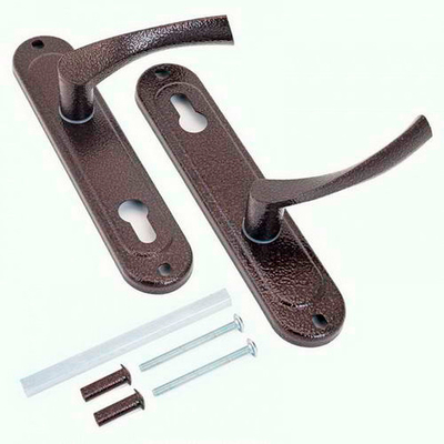 Комплект ручек Эльбор 4.325 д/замка 1.01.27/1.03.25 по ц/м антик медь "Капля"