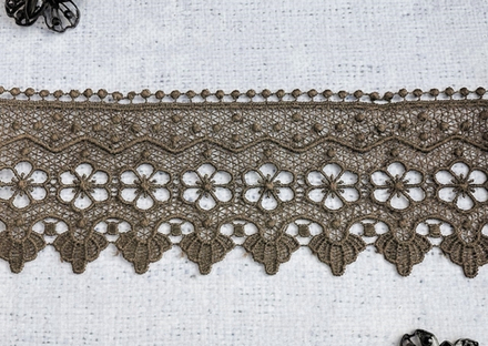 Кружево плетеное, ш. 8,5 см, св.коричневый