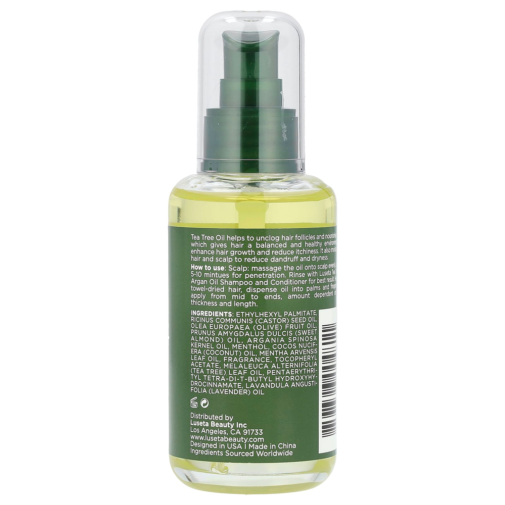 Luseta Beauty, Масло чайного дерева, средство для волос и кожи головы с аргановым маслом, 100 мл (3,38 жидк. унц.)