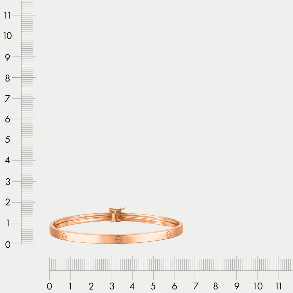 Браслет жесткий из красного золота 585 пробы без вставок для женщин (арт. Б-069)