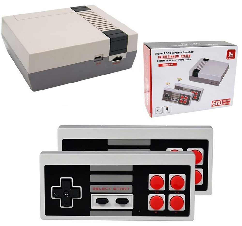 Игровая приставка DENDY Mini N-03 8 bit с бесроводными геймпадами (660 игр)