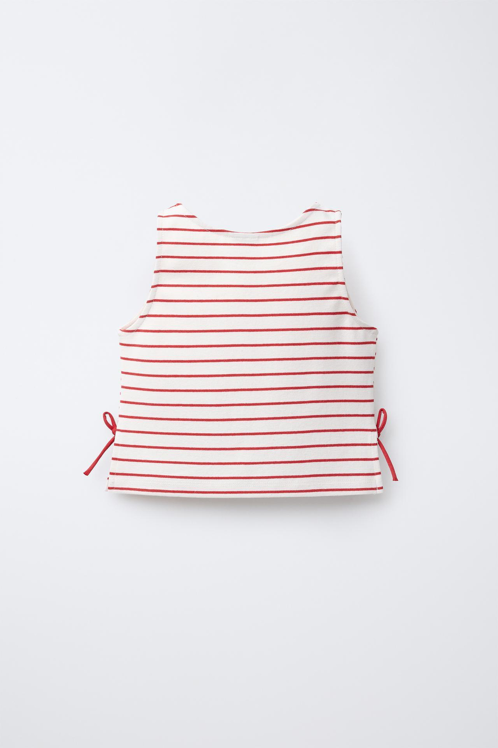 ZARA ТОП В ПОЛОСКУ С БАНТАМИ, КРАСНЫЙ