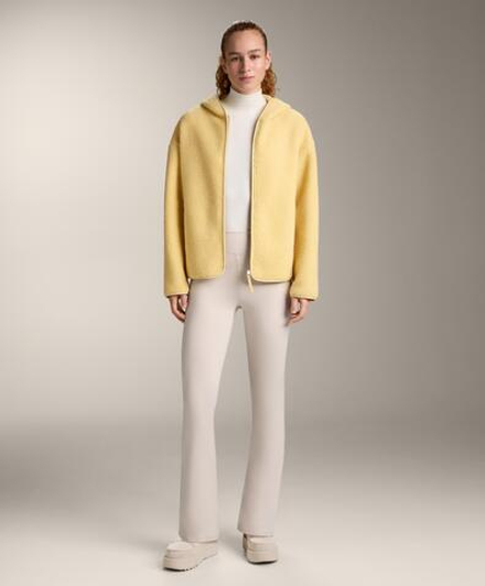 Oysho Куртка из искусственной овчины с капюшоном, желтый