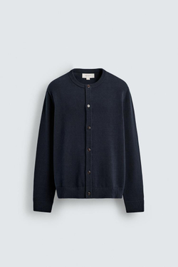 ZARA КАРДИГАН ИЗ ХЛОПКА КЛАССИЧЕСКОГО КРОЯ, МОРСКОЙ ТЕМНО-СИНИЙ