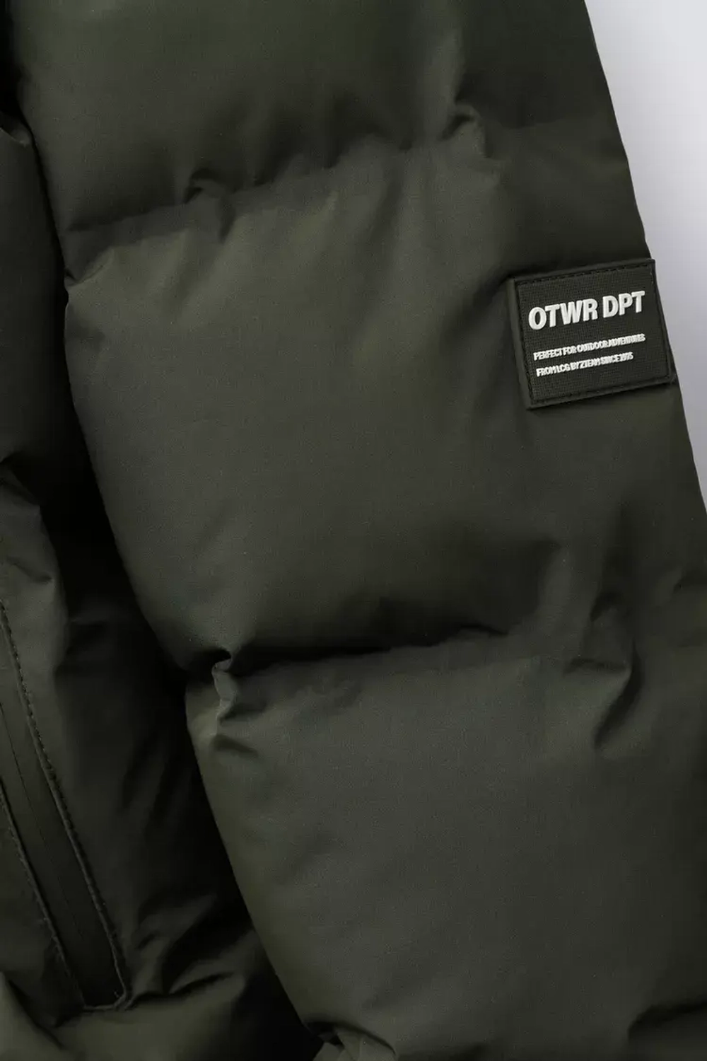 ZARA СТЕГАНАЯ КУРТКА С НАШИВКОЙ WATER REPELLENT, СВЕТЛЫЙ ХАКИ