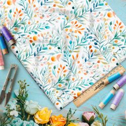 Ткань премиум сатин акварельные веточки