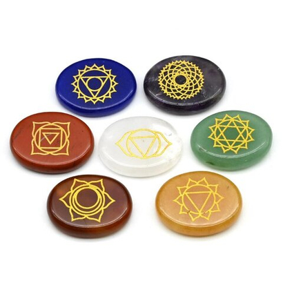 Коллекция чакр 7 шт из самоцветов овал 28*22мм