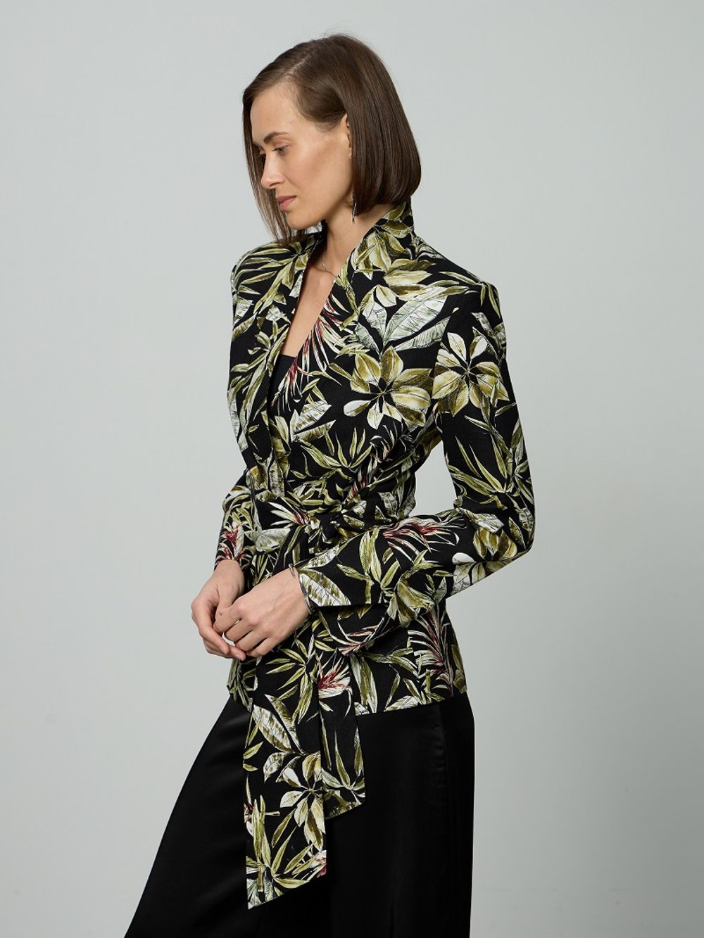 Жакет приталенный ПРИНТ лён