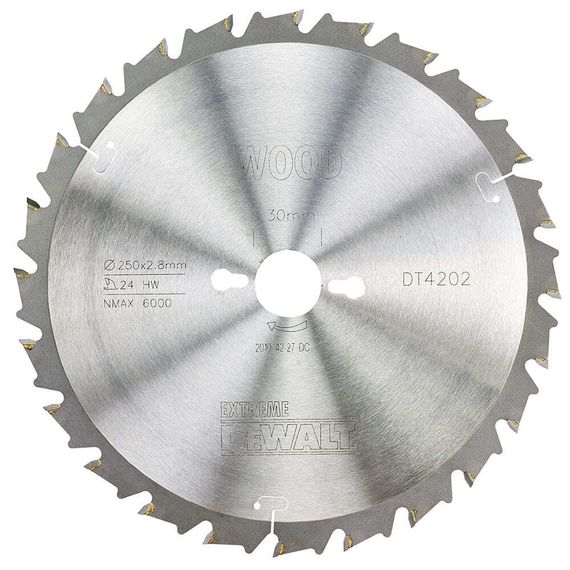 Диск пильный по дереву DeWalt CONSTRUCTION DT4202 250х30мм 24T