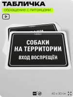 Табличка "Собаки на территории, вход воспрещен" на дверь и забор, для двора, дома, подъезда, 40х30 см, Silver Plane x Айдентика Технолоджи