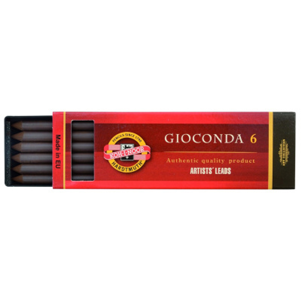 Сепия Koh-I-Noor "Gioconda", коричневая темная, стержень, 5,6мм, 6шт., пластик короб