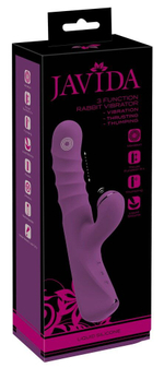 Фиолетовый вибратор-кролик с функцией постукивания и фрикциями 3 Function Rabbit Vibrator - 23,7 см. (Цвет: фиолетовый)