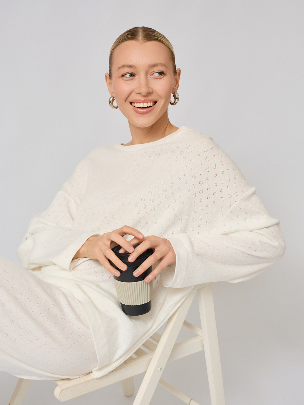 Пижама с брюками и лонгсливом " сердечки"