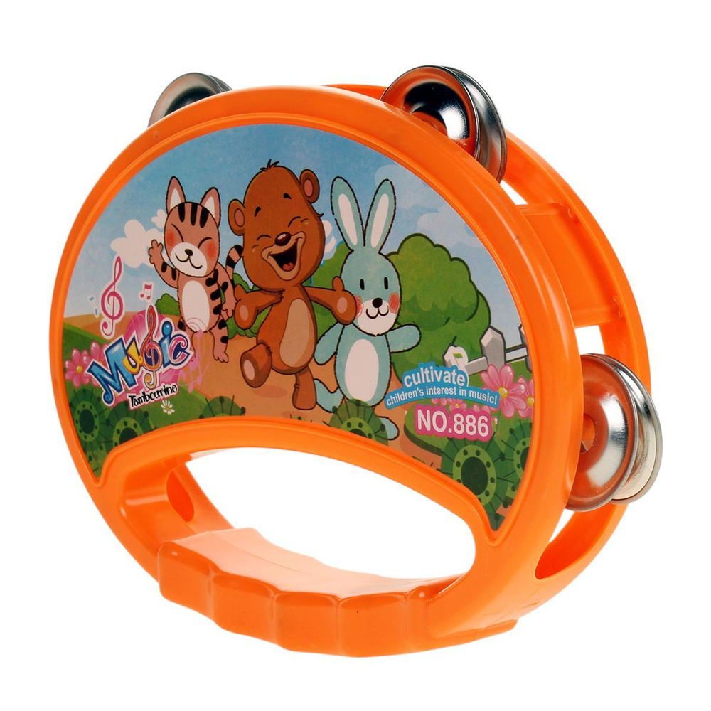 Бубен 16см, оранжевый, пакет 886B