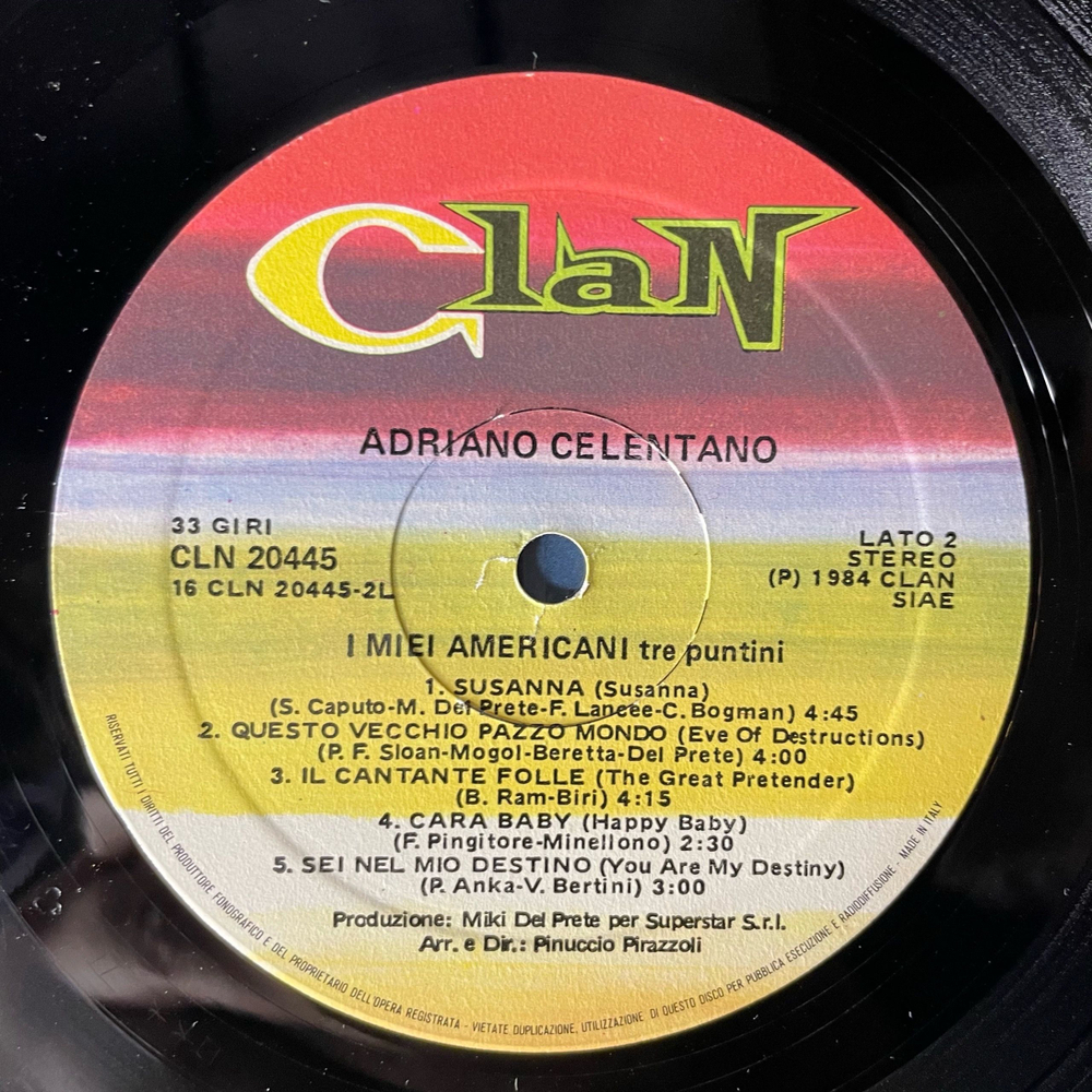 Винтажная виниловая пластинка LP Adriano Celentano Адриано Челентано, I Miei Americani (Tre Puntini) (Италия 1984) Susanna