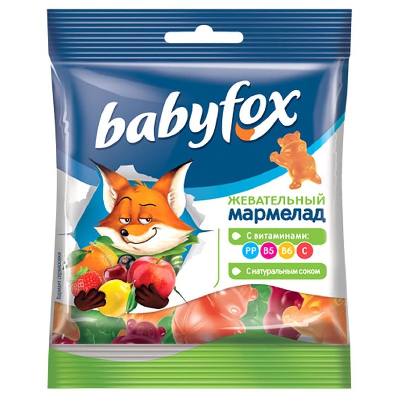 Мармелад Baby Fox жевательный Бегемоты 70 гр/пач 1 пач/кор