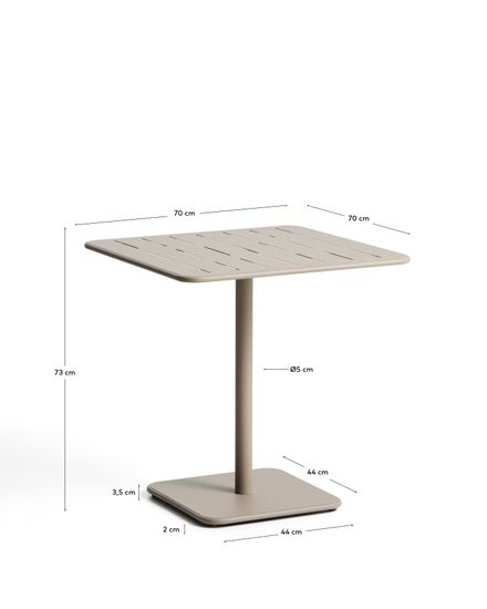 Уличный стол Brai из оцинкованной стали бежевого цвета, 70 x 70 см