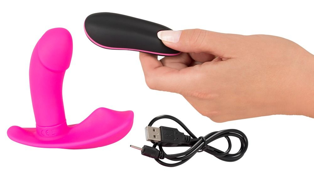 Розовый вибромассажер RC Panty Vibrator со стимулятором клитора (Цвет: розовый)