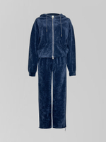 Спортивный костюм Yan Fashion 7118 вельветовый из кофты с капюшоном и широкий брюк