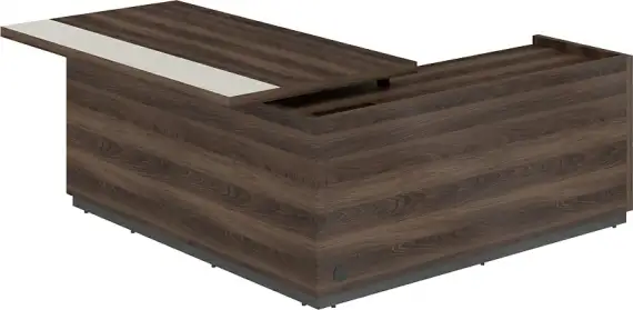 RF.104L.DAPG.DA / Стол для руководителя с комбинированной столешницей, левый 1850х1850х750 мм / столешница: дуб адриа/жемчужно-серый, основание стола: дуб адриа