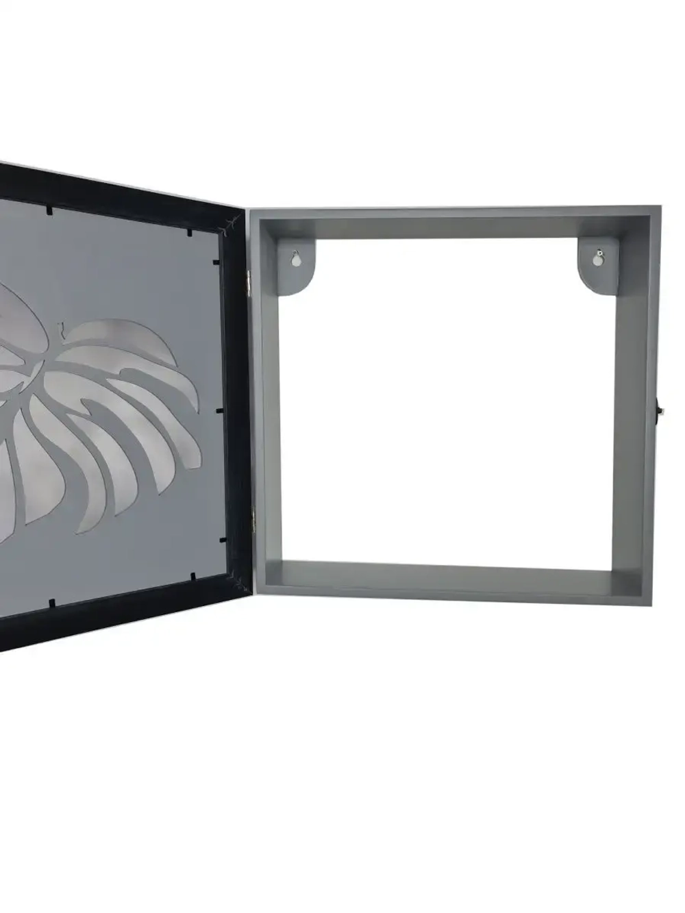 Полка квадратная "Монстера" в багетной раме с дверкой