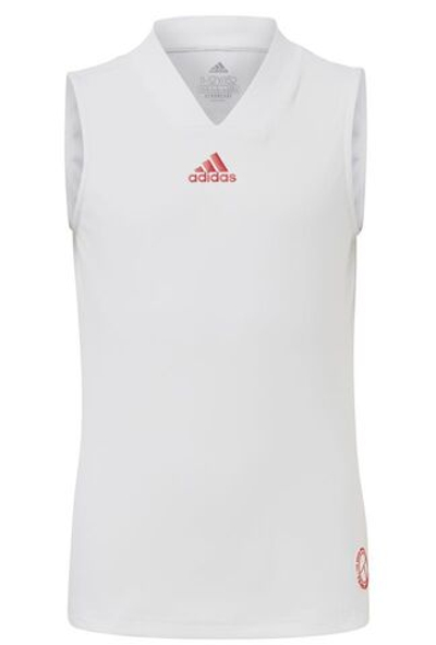 Футболка для девочки теннисная Adidas Q3 Match Tank - white/scarlet