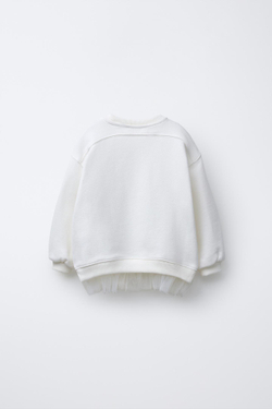 ZARA ТОЛСТОВКА С ЦВЕТОЧНЫМ ПРИНТОМ, ЖЕЛТОВАТО-БЕЛЫЙ