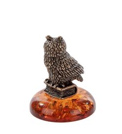 Народные промыслы AM- 563 Фигурка «Сова» (латунь, янтарь)