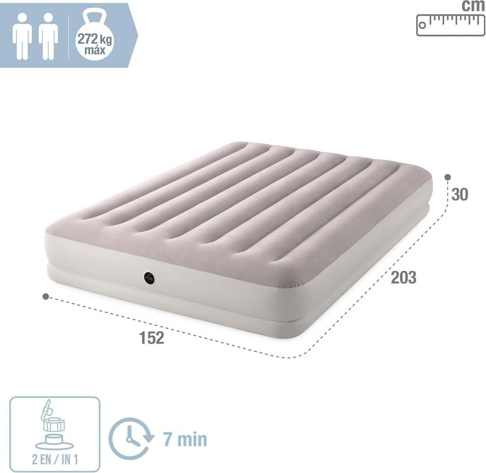 Надувной матрас Intex Prestige Downy 152х203х30 см 64179, двуспальная надувная кровать с внешним USB-насосом