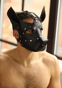 Черная кожаная маска с металлическими заклепками Собака БДСМ Арсенал 58025