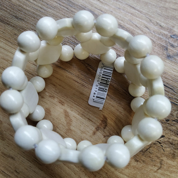 Браслет деревянный Ромбик 2-х рядка, цвет белый, ширина 45 мм