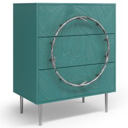 Комод Арт Колор leaves с 3-мя ящиками Стайл Сильвер Пастельно-синий