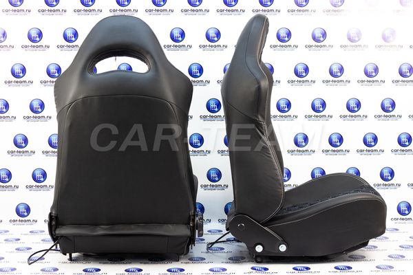 Сиденья "Recaro" (Рекаро) в сборе на ВАЗ 2108, 2109, 21099, 2113, 2114, 2115 из экокожи+алькантара с узором "Крупные соты"