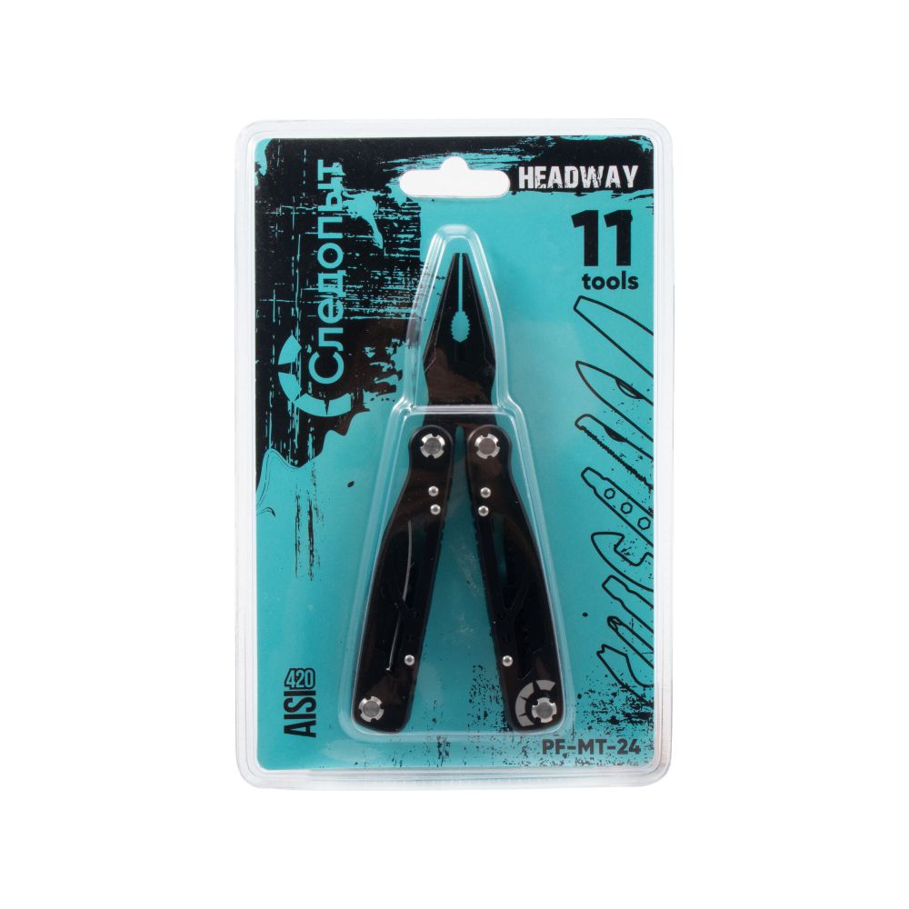 Мультитул (плоскогубцы) &quot;СЛЕДОПЫТ-HEADWAY&quot;, 105х45х16 мм, 11 предметов, в чехле, в коробке/20/40/