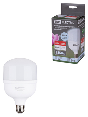 Лампа светодиодная (серия премиум) T 30 Вт, 230 В, 4000 К, E27 (100x165 мм) TDM SQ0340-0352